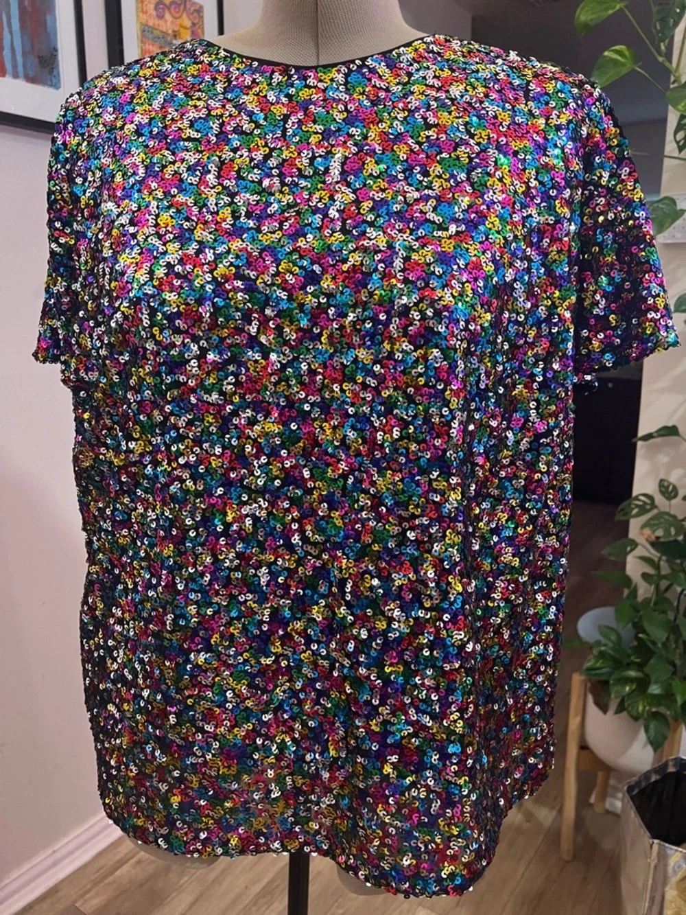 Hutch Multicolor Sequin Short-Sleeve Crewneck Top - Picture 6 of 7
